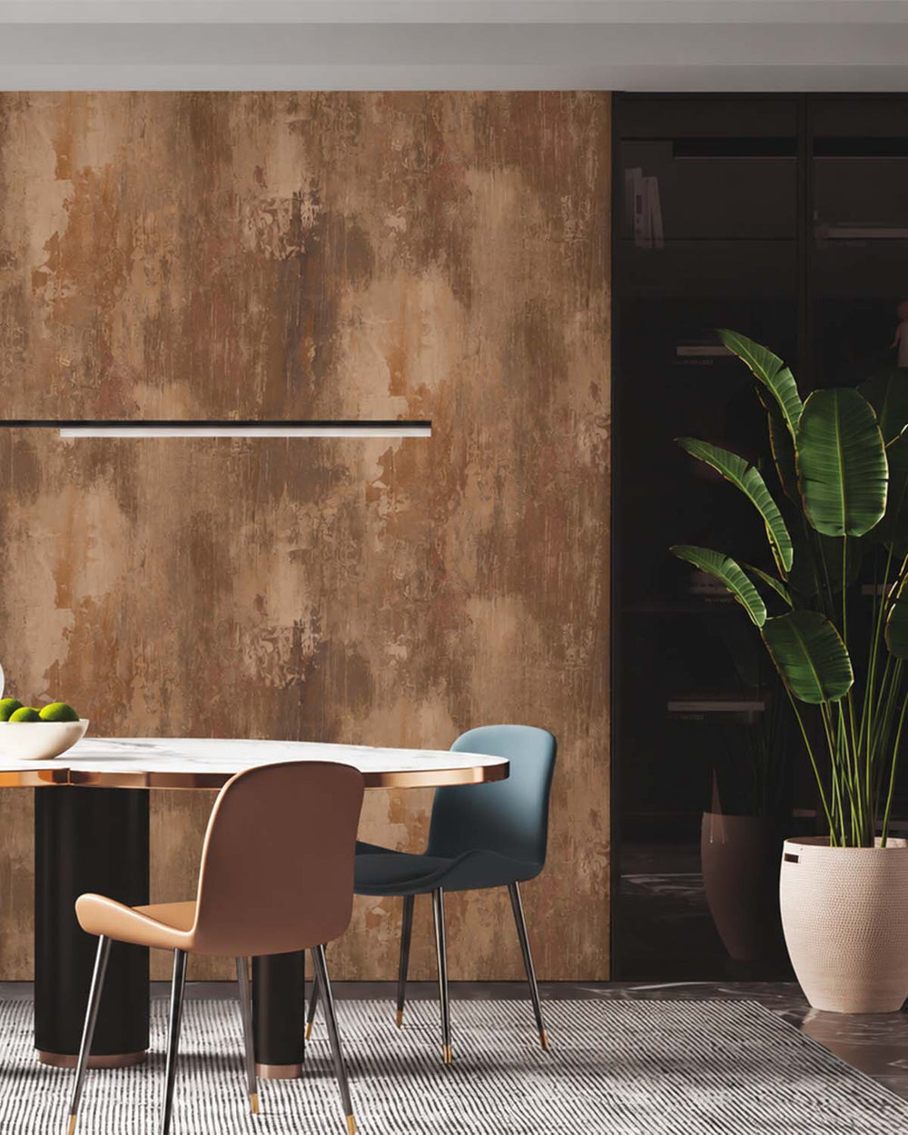 Nougat Brown Distressed Concrete Residential Mural RM9294