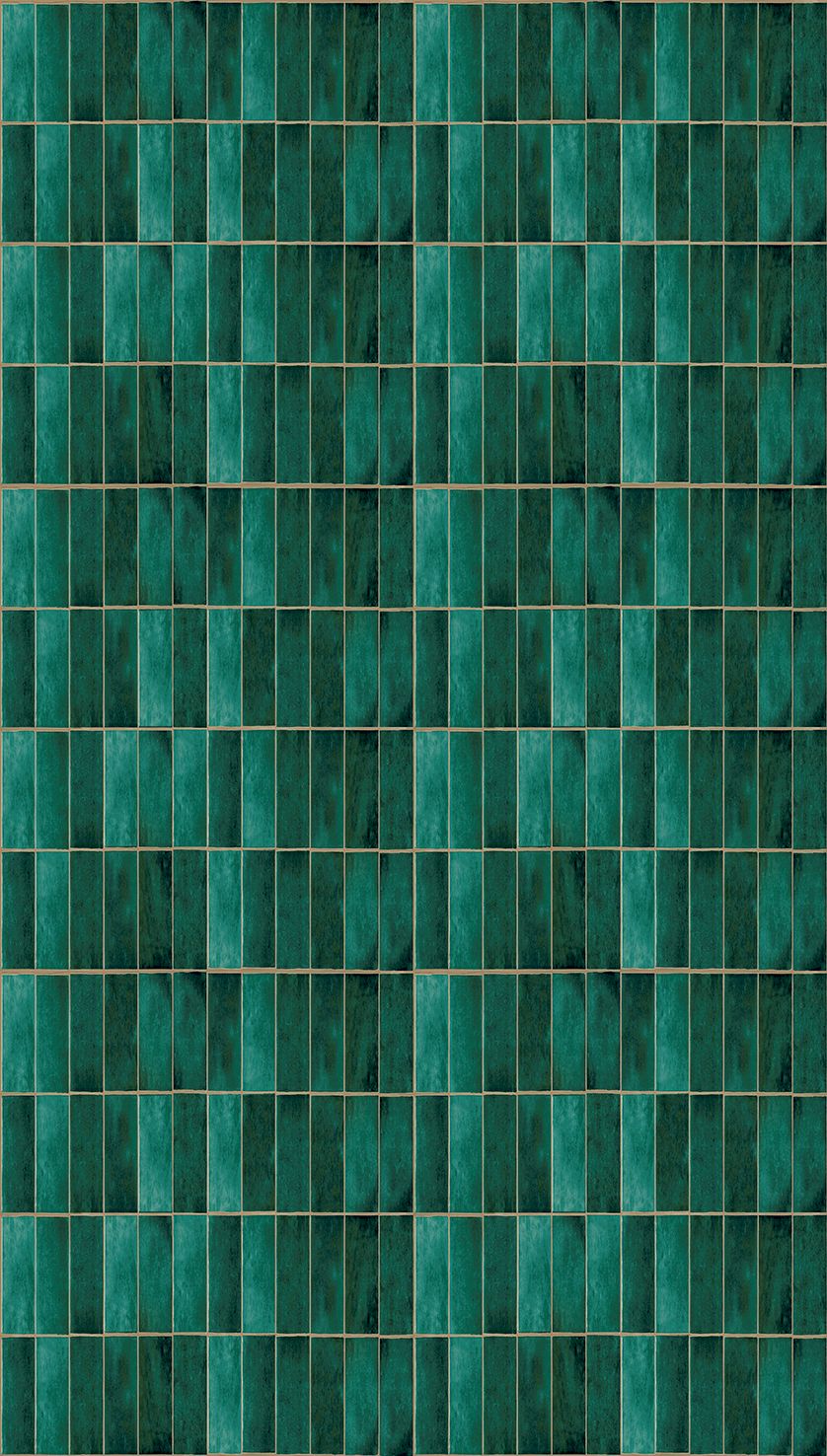 Tetsu Green Faux Ceramic Tile Residential Mural RM9295