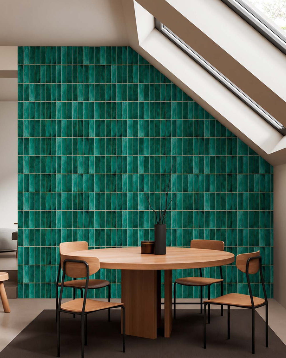 Tetsu Green Faux Ceramic Tile Residential Mural RM9295