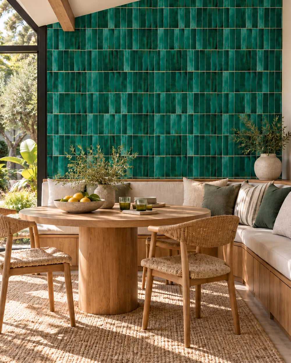 Tetsu Green Faux Ceramic Tile Residential Mural RM9295