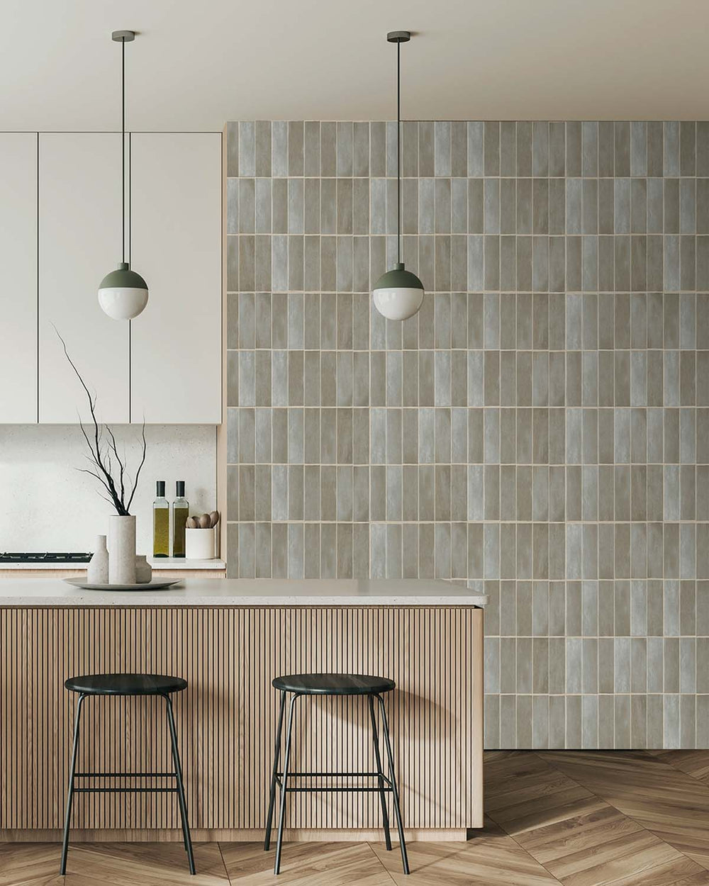 Dapple Grey Faux Ceramic Tile Residential Mural RM9296