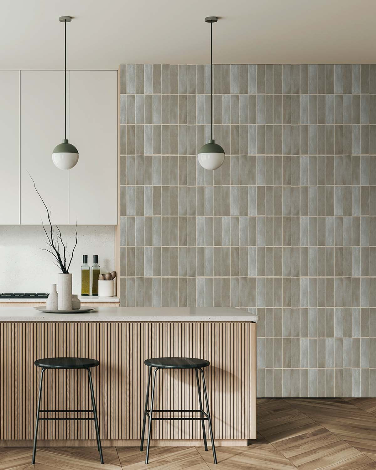 Dapple Grey Faux Ceramic Tile Residential Mural RM9296