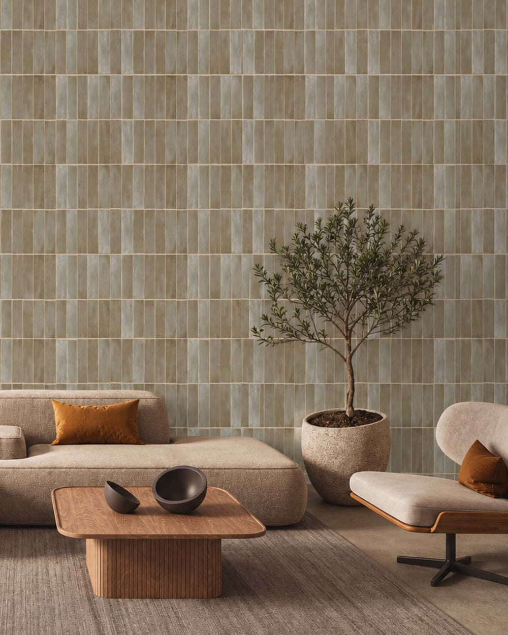 Dapple Grey Faux Ceramic Tile Residential Mural RM9296