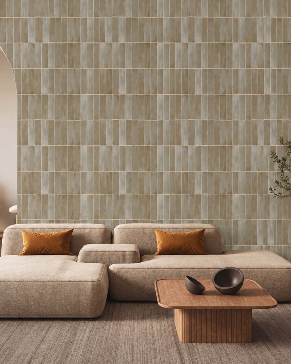 Dapple Grey Faux Ceramic Tile Residential Mural RM9296