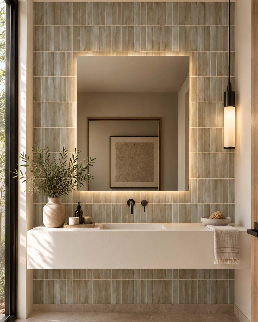 Dapple Grey Faux Ceramic Tile Residential Mural RM9296