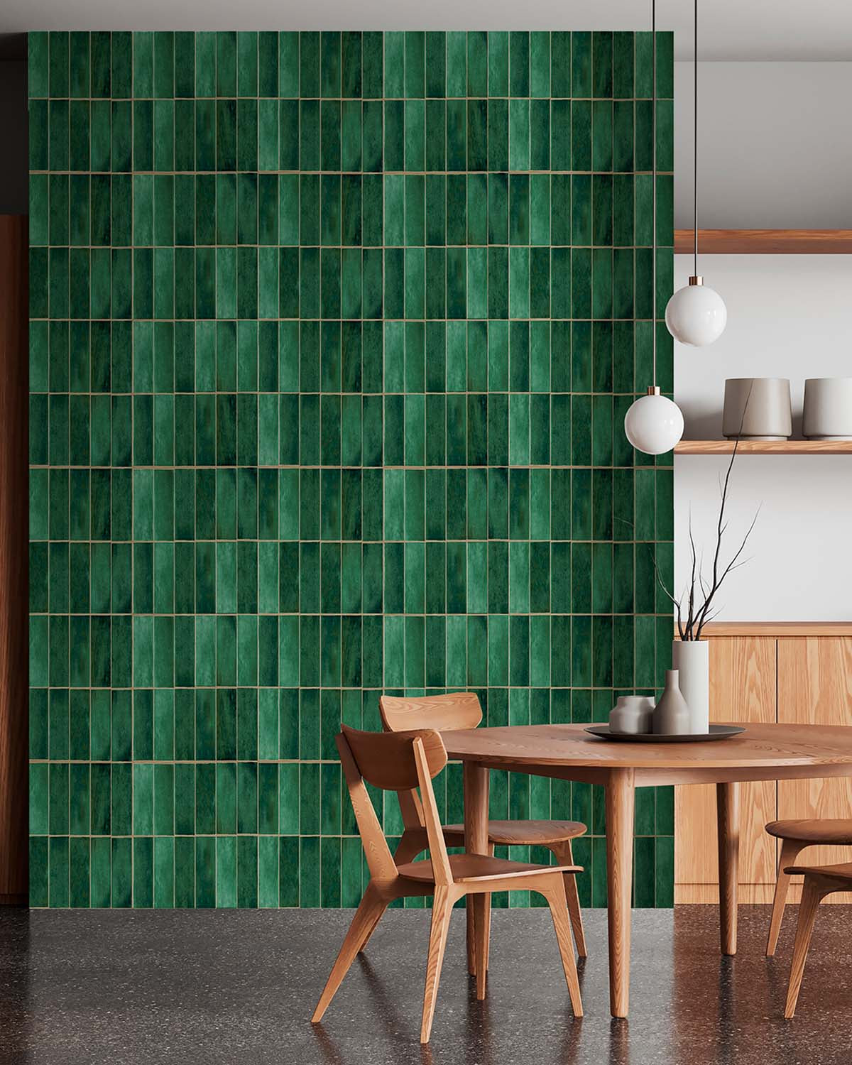 Kaitoke Green Faux Ceramic Tile Residential Mural RM9297