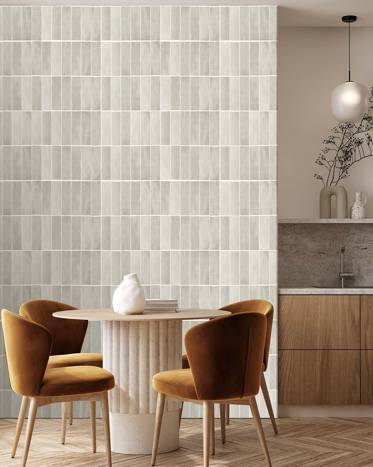 Gettysburg Grey Faux Ceramic Tile Residential Mural RM9298