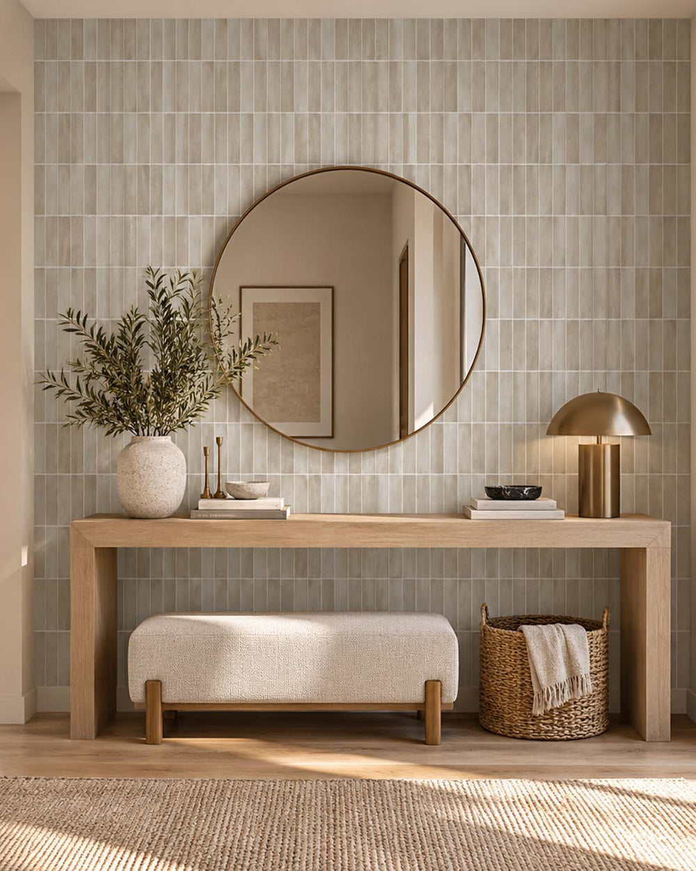 Gettysburg Grey Faux Ceramic Tile Residential Mural RM9298