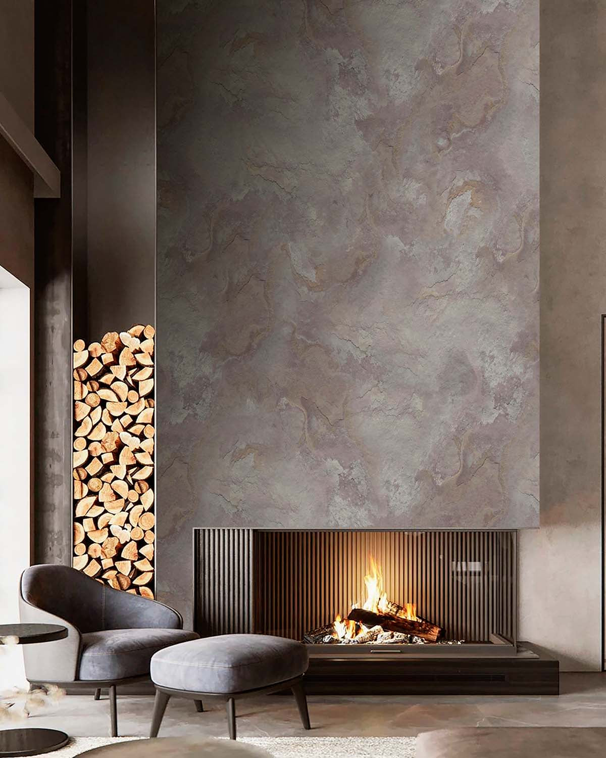 Vintage Khaki Stone Distressed Plaster Wallpaper Panels RM9299