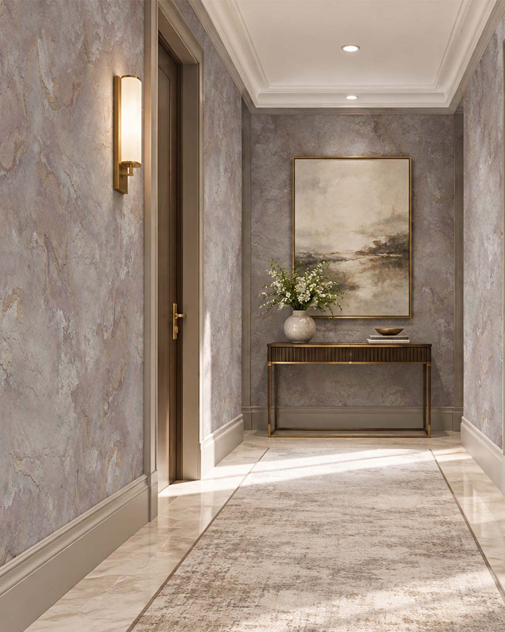 Vintage Khaki Stone Distressed Plaster Residential Mural RM9299