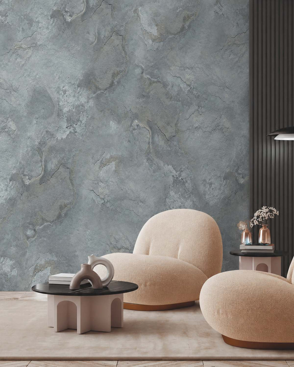 Nevada Gray Stone Distressed Plaster Residential Mural RM9300