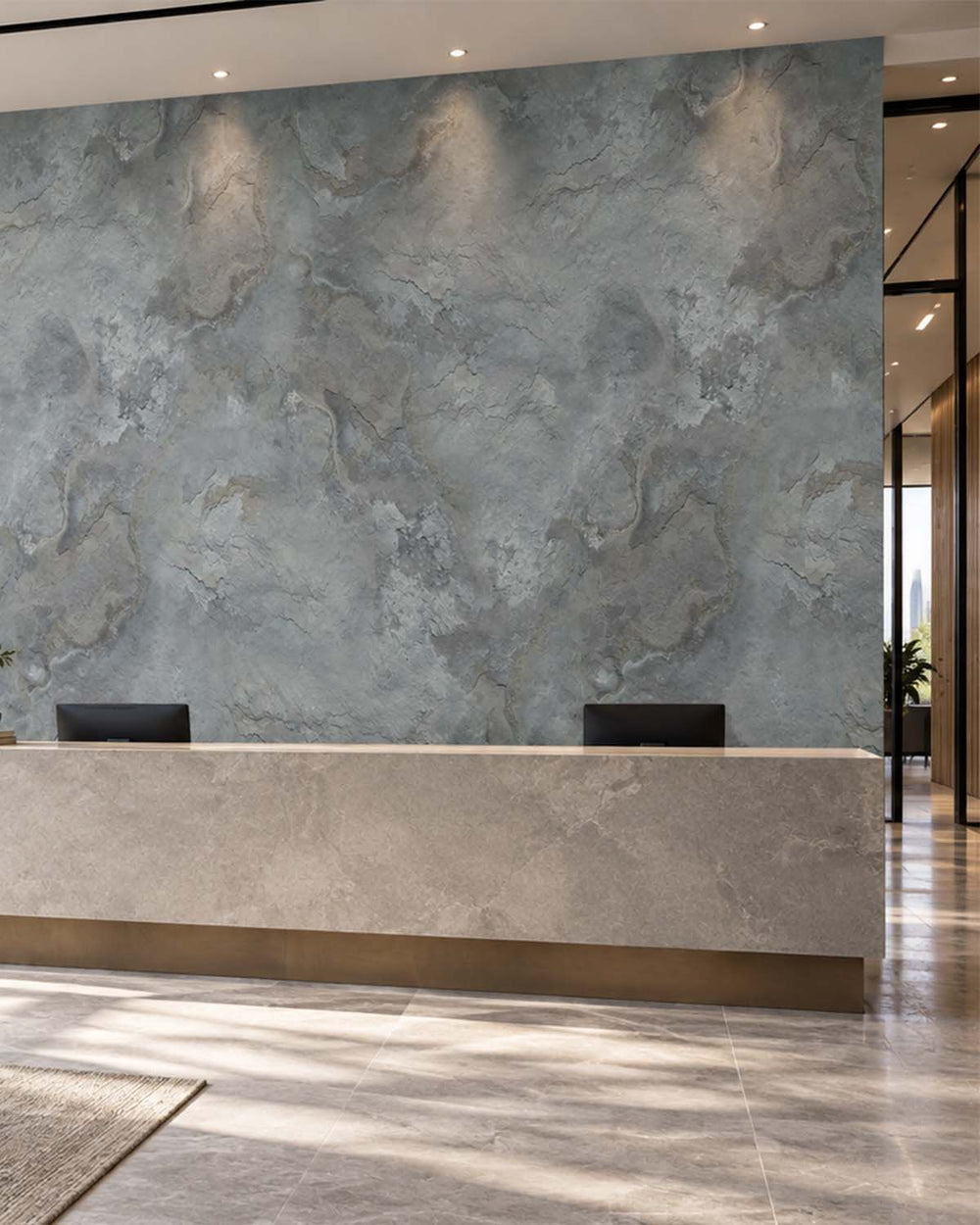 Nevada Gray Stone Distressed Plaster Residential Mural RM9300