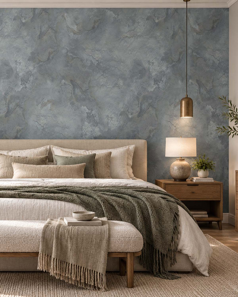 Nevada Gray Stone Distressed Plaster Residential Mural RM9300