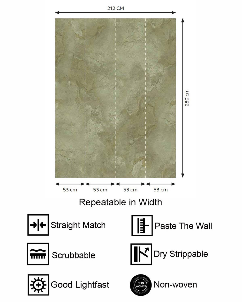 Inness Sage Stone Distressed Plaster Residential Mural RM9301
