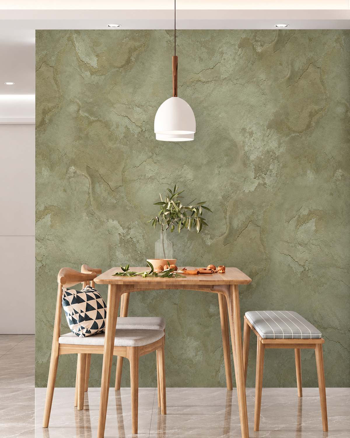 Inness Sage Stone Distressed Plaster Wallpaper Panels RM9301