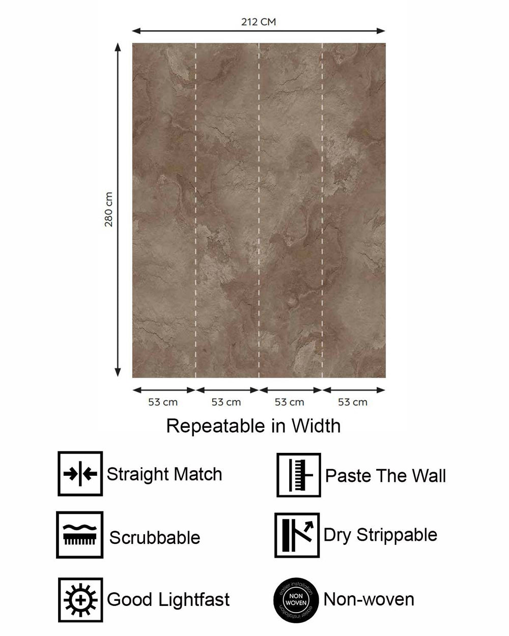 Quincy Brown Stone Distressed Plaster Residential Mural RM9302