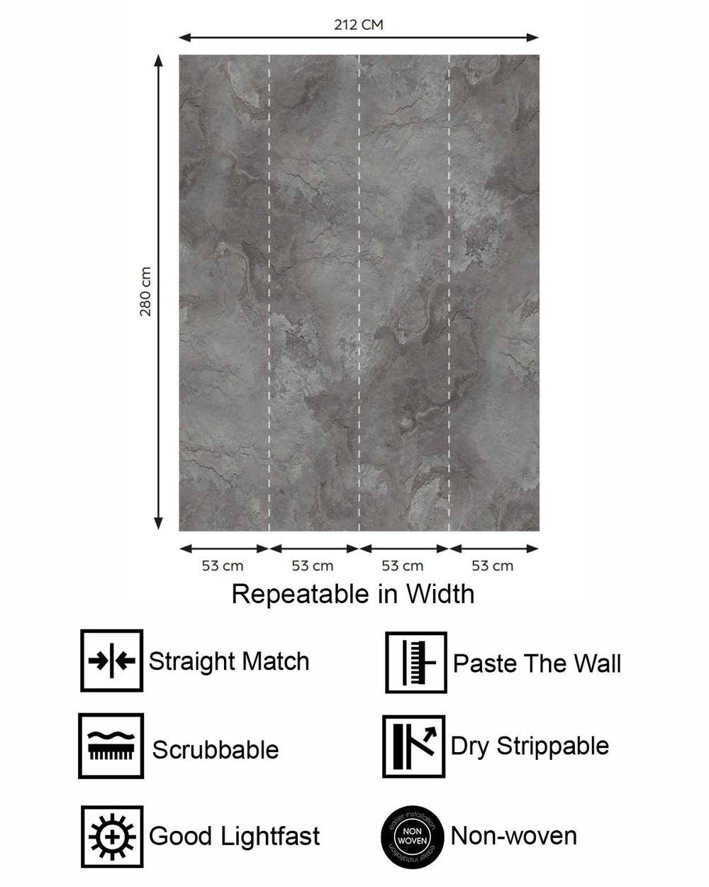 Namara Grey Stone Distressed Plaster Residential Mural RM9303