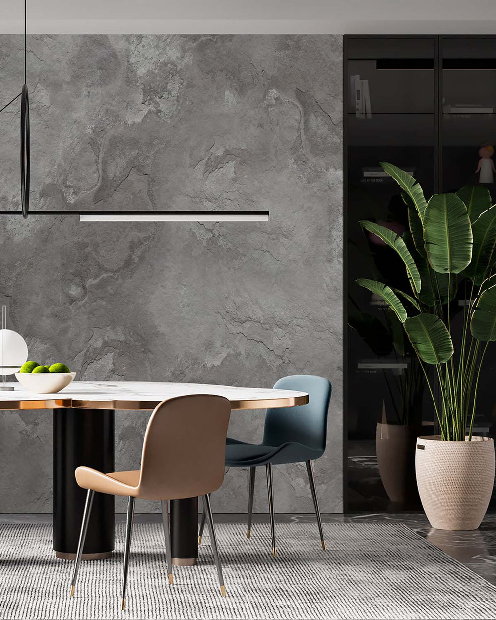 Namara Grey Stone Distressed Plaster Residential Mural RM9303