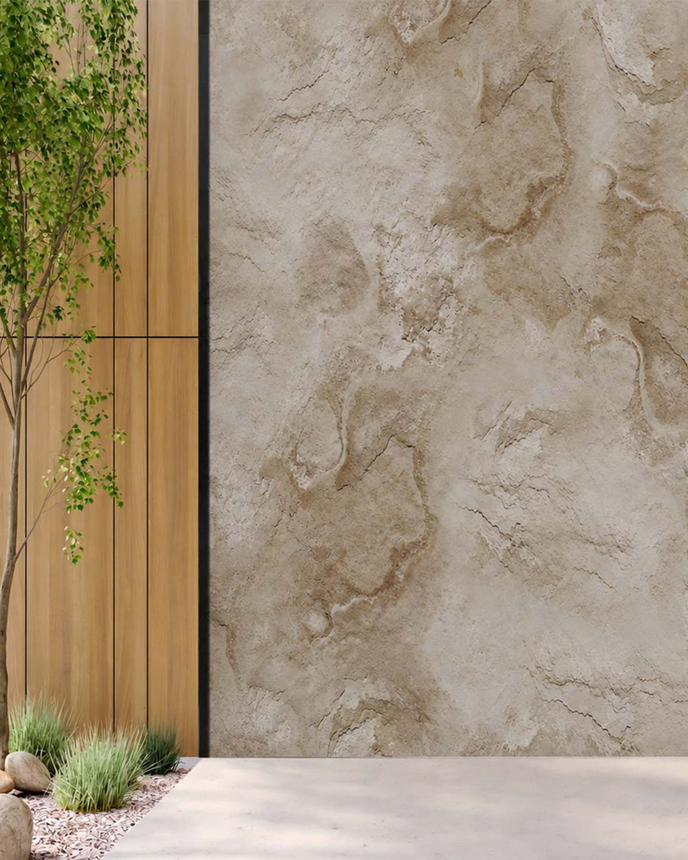 Agate Grey Stone Distressed Plaster Residential Mural RM9304