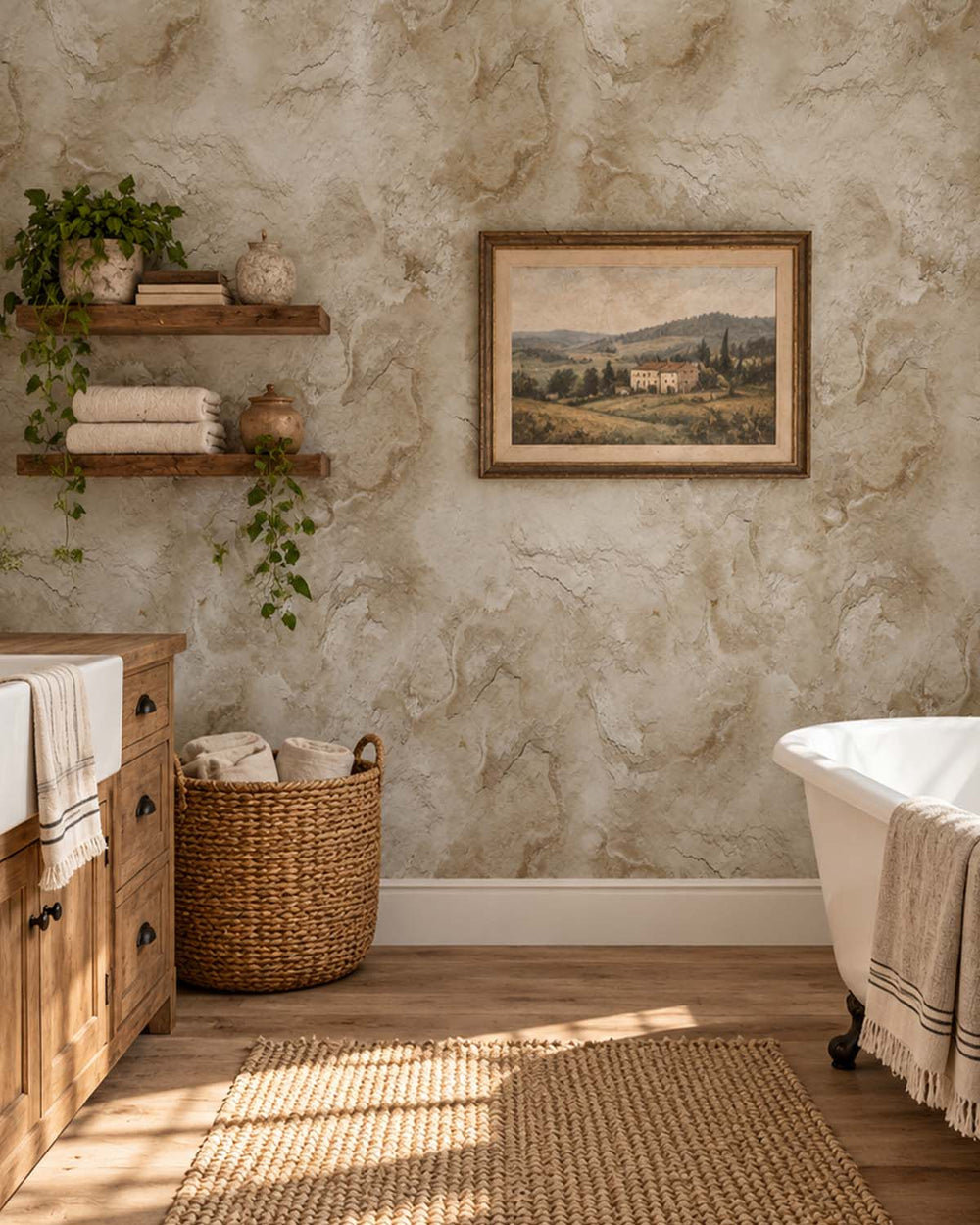 Agate Grey Stone Distressed Plaster Residential Mural RM9304