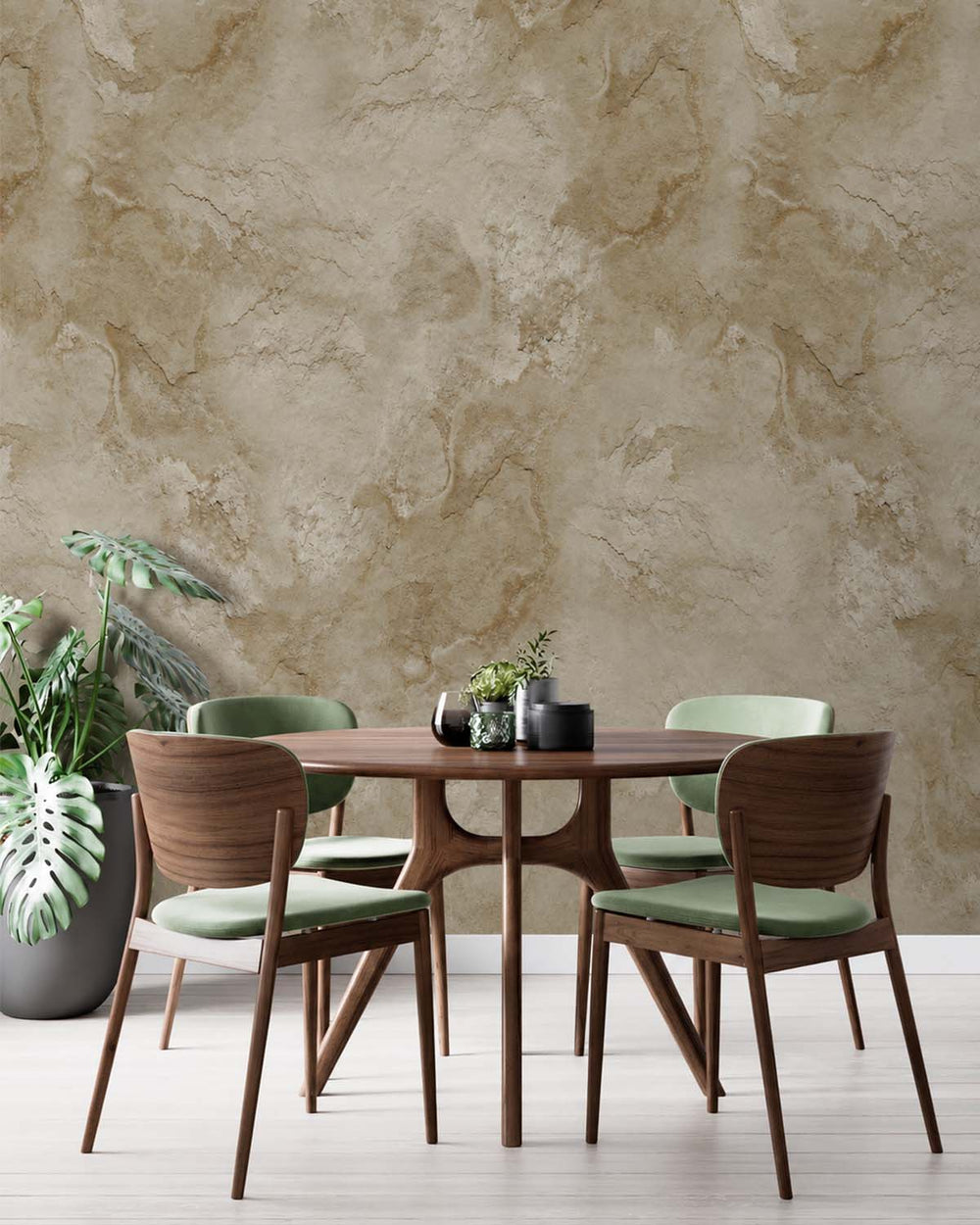 Aldabra Beige Stone Distressed Plaster Residential Mural RM9305