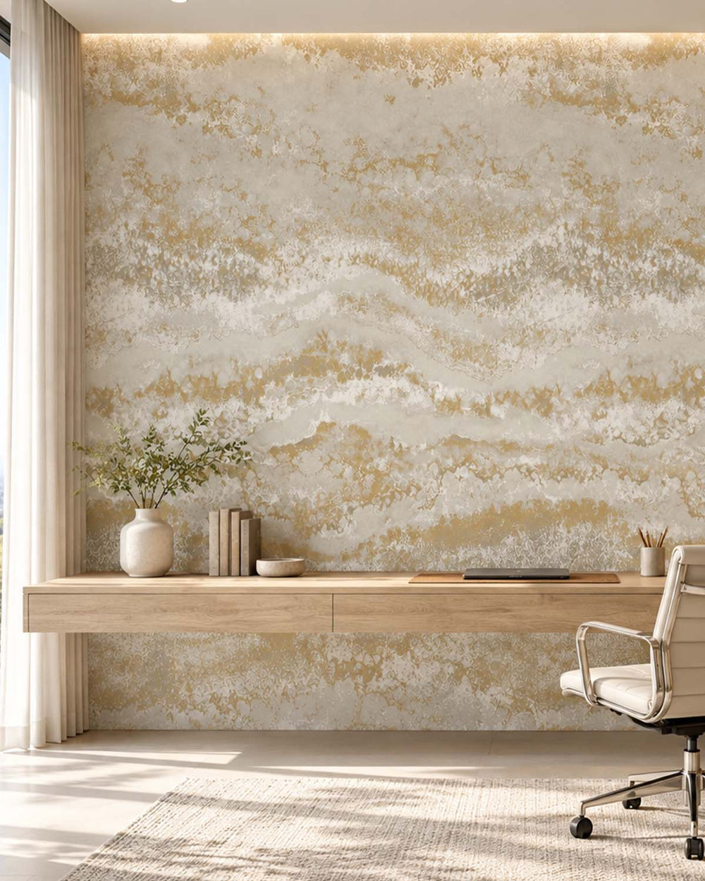 Pipe Clay Abstract Mineral Flow Residential Mural RM9307