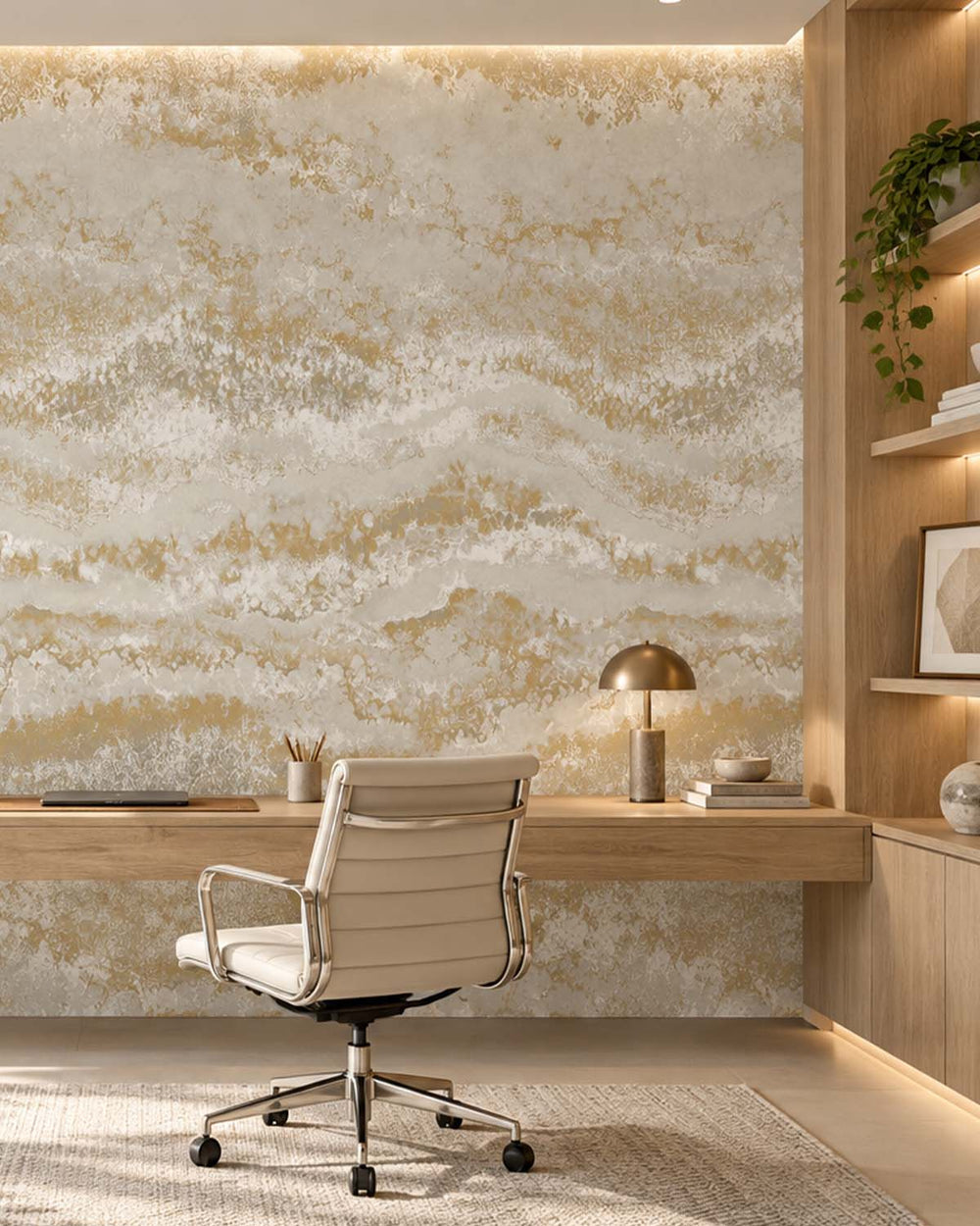 Pipe Clay Abstract Mineral Flow Residential Mural RM9307