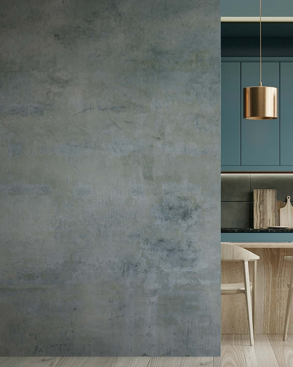 Dark Slate Limewash Faux Texture Residential Mural RM9309