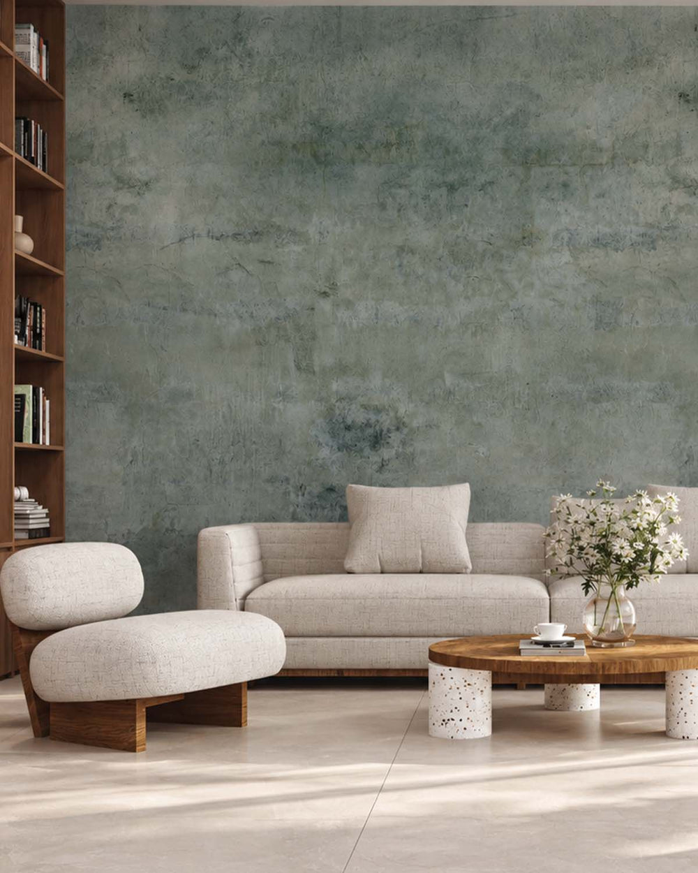 Dark Slate Limewash Faux Texture Residential Mural RM9309
