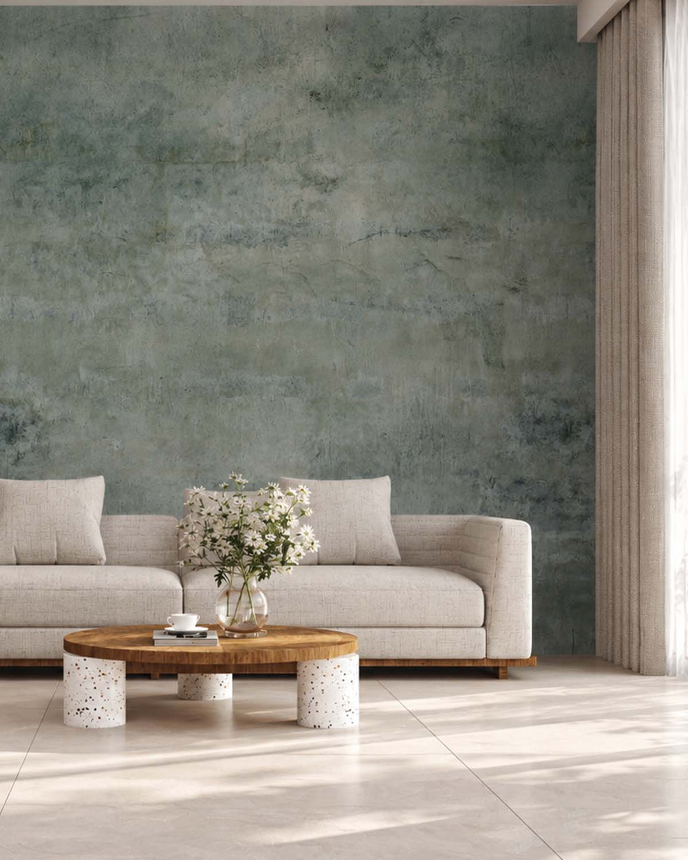 Dark Slate Limewash Faux Texture Residential Mural RM9309
