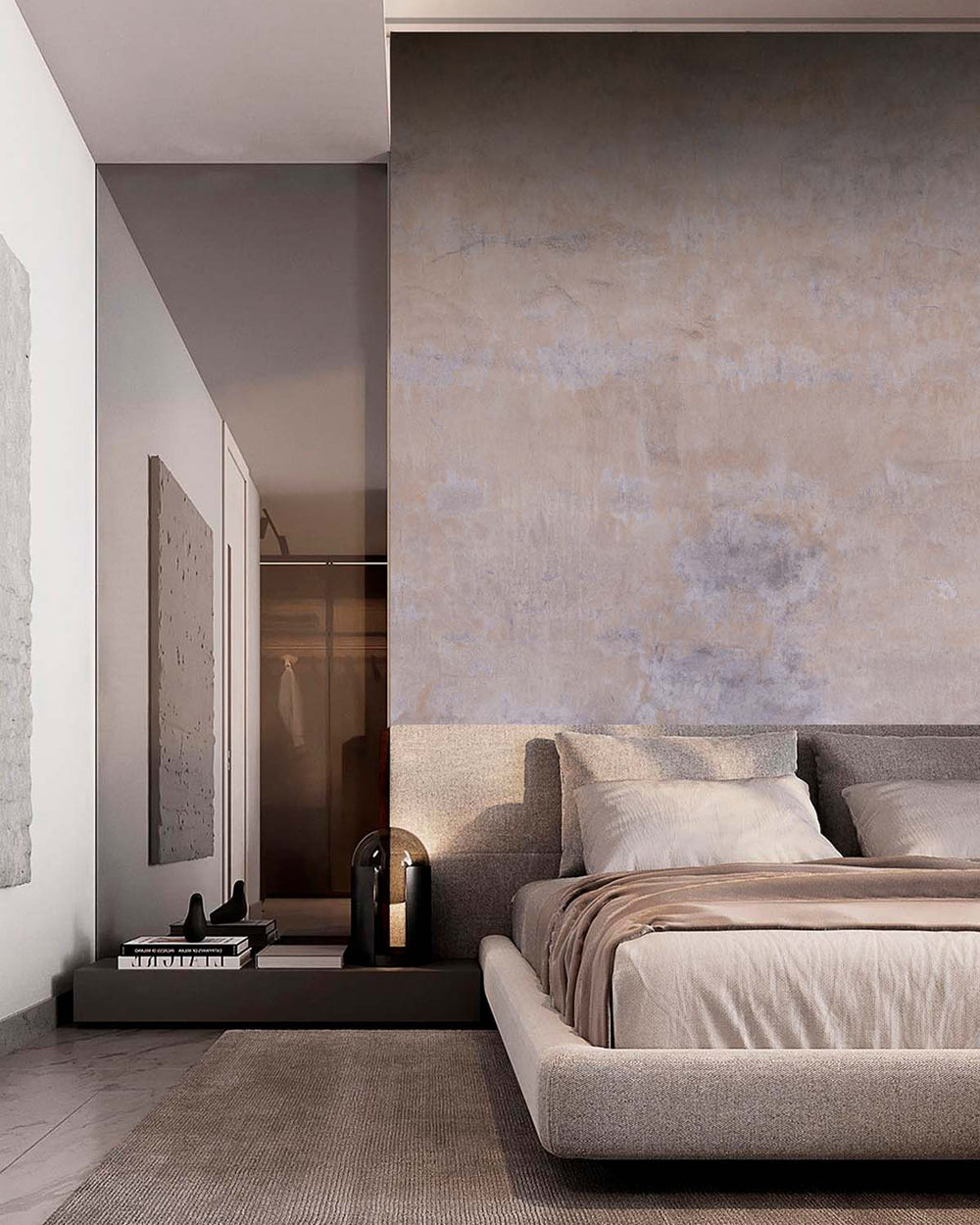 Sorrell Brown Limewash Faux Texture Residential Mural RM9310