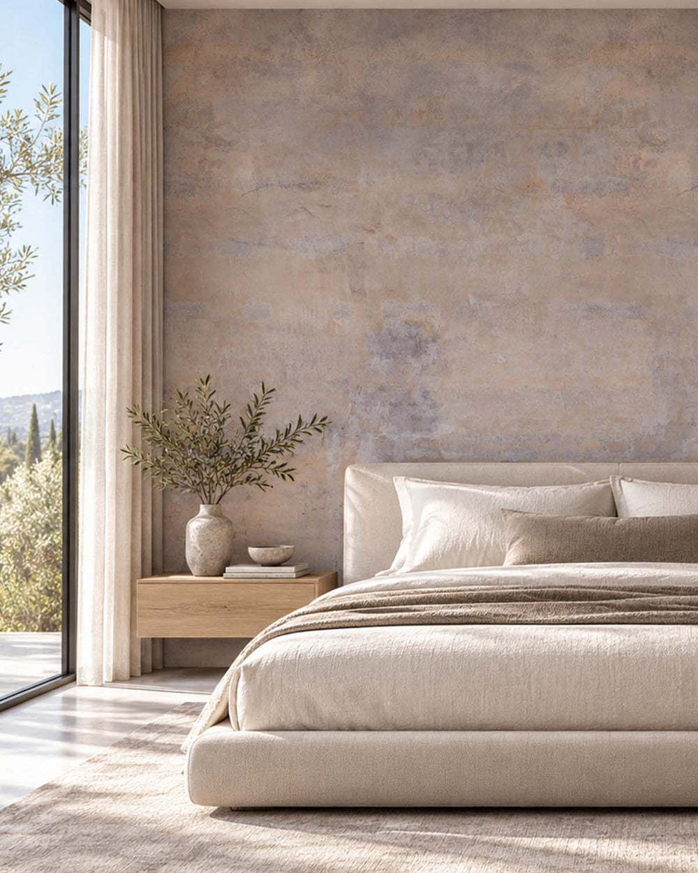 Sorrell Brown Limewash Faux Texture Residential Mural RM9310