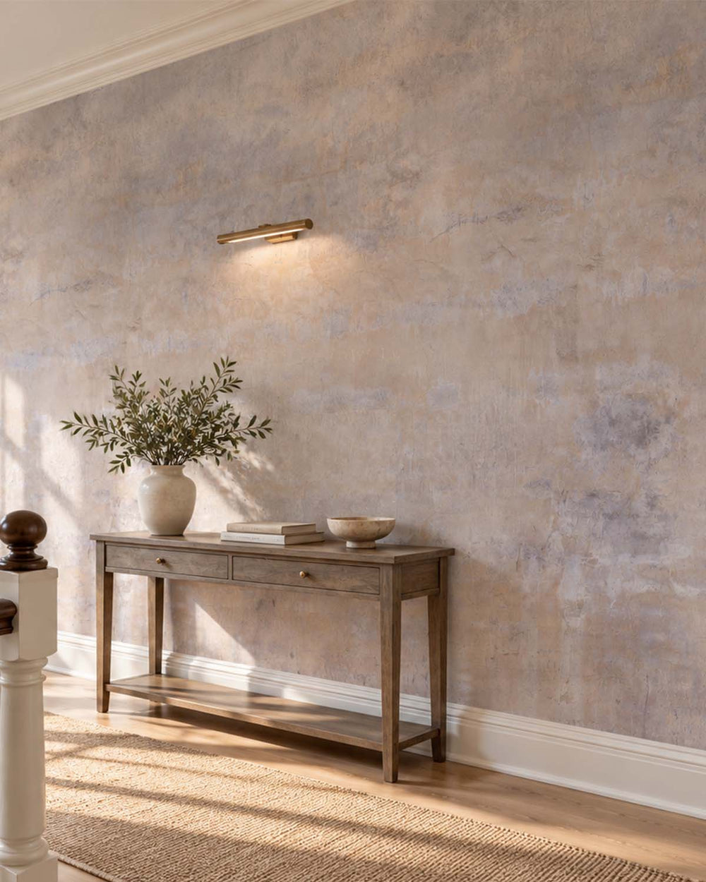Sorrell Brown Limewash Faux Texture Residential Mural RM9310
