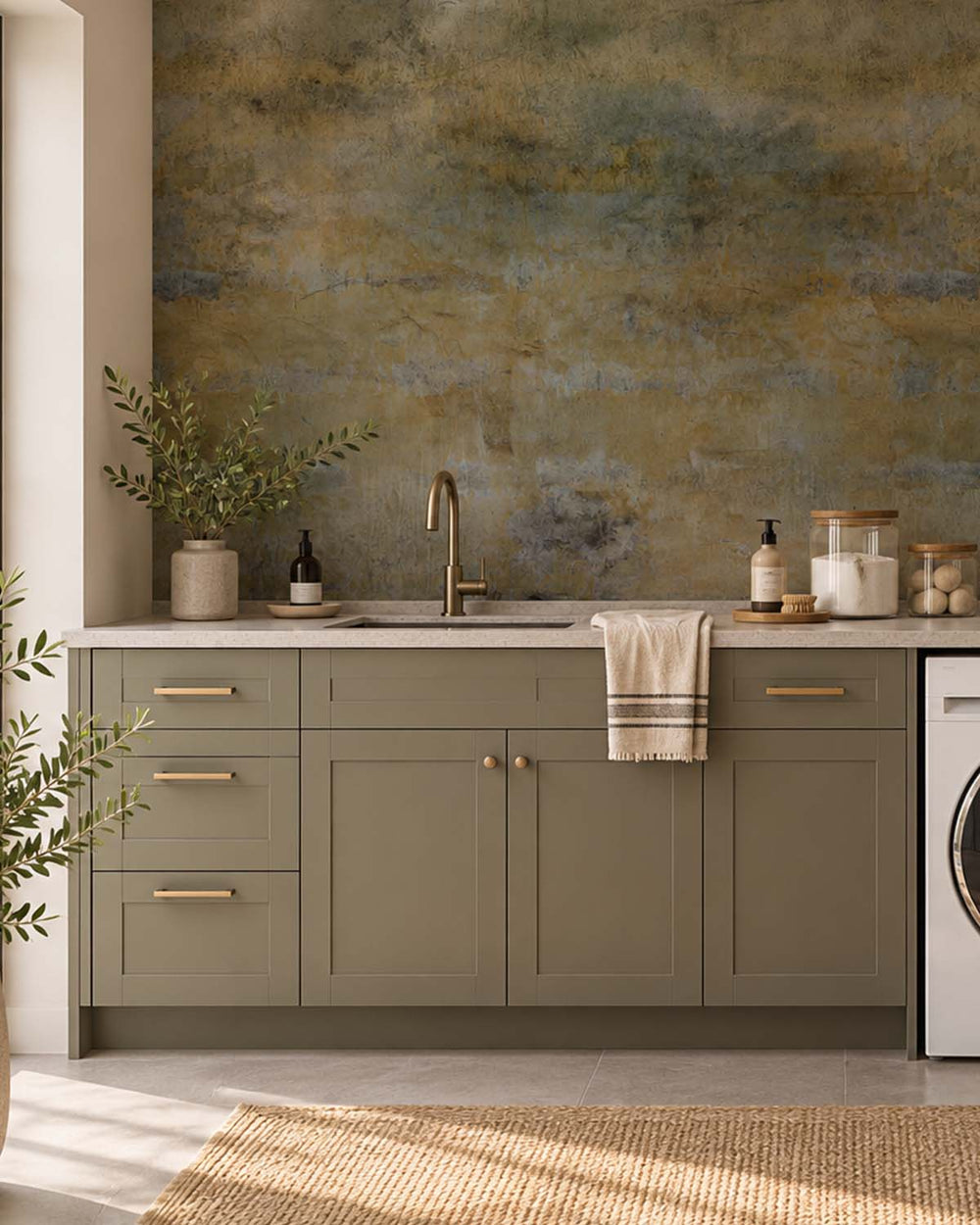 Sandalwood Limewash Faux Texture Wallpaper Panels RM9311