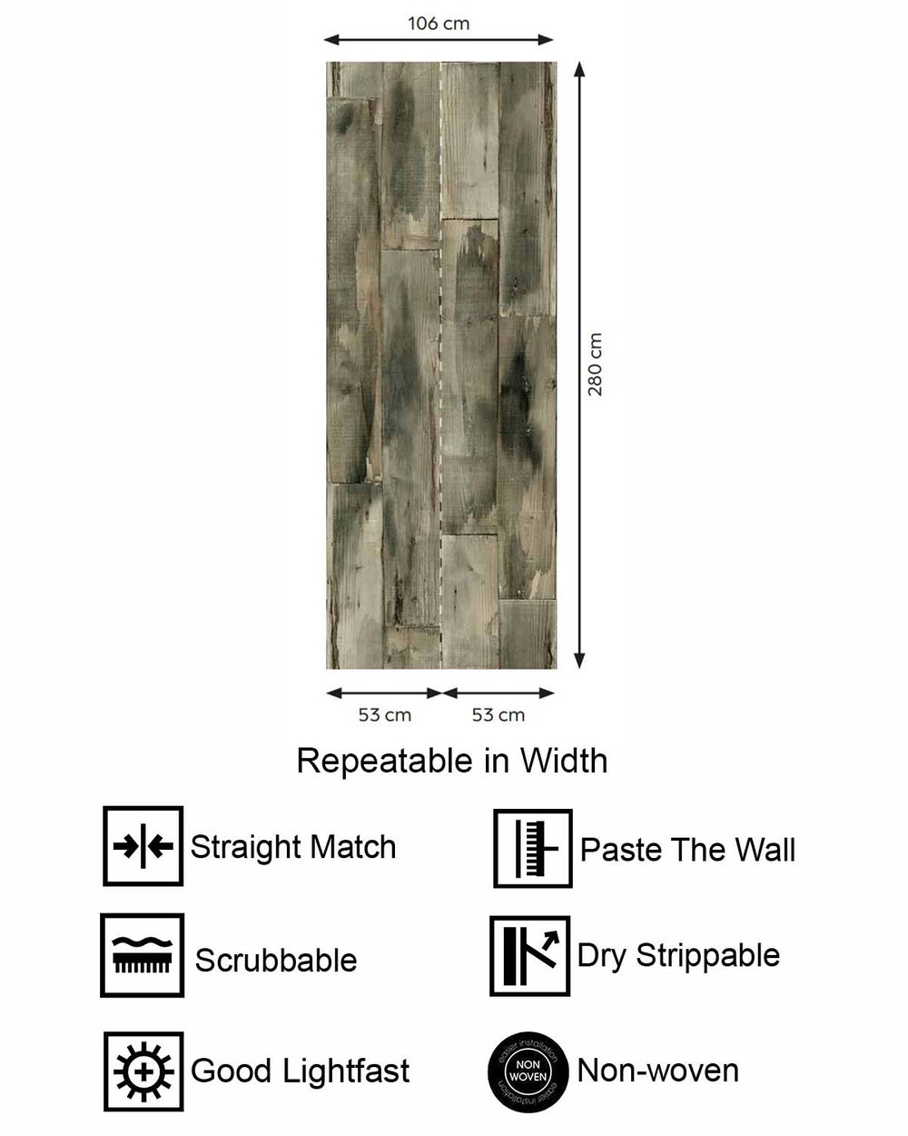 Graphite Reclaimed Wood Plank Residential Mural RM9312