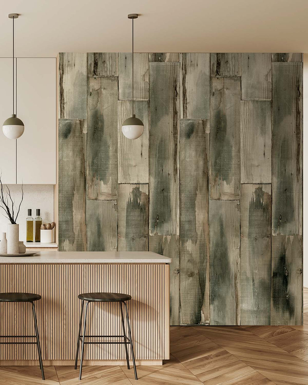 Graphite Reclaimed Wood Plank Residential Mural RM9312