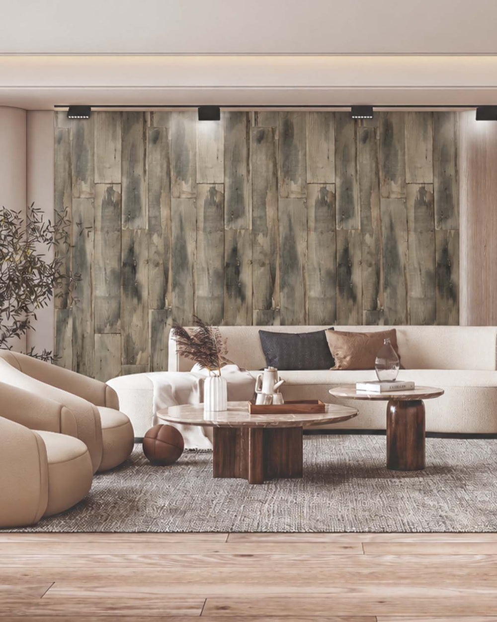 Graphite Reclaimed Wood Plank Residential Mural RM9312