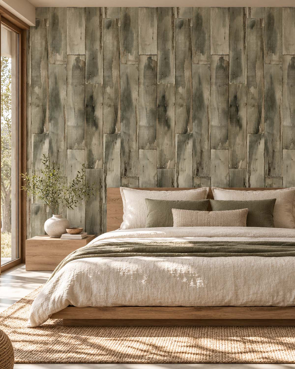 Graphite Reclaimed Wood Plank Residential Mural RM9312