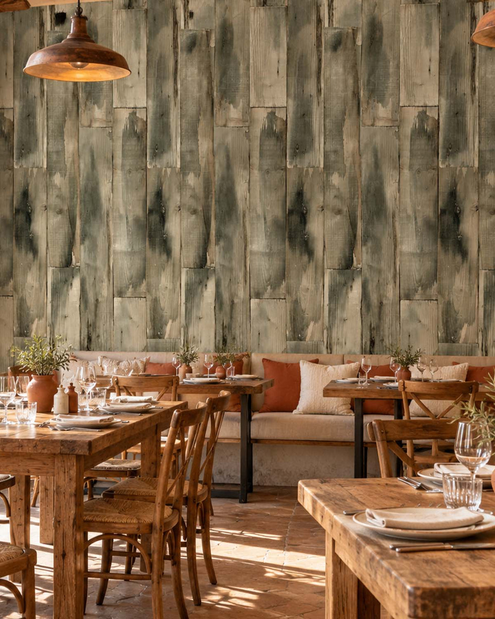 Graphite Reclaimed Wood Plank Residential Mural RM9312
