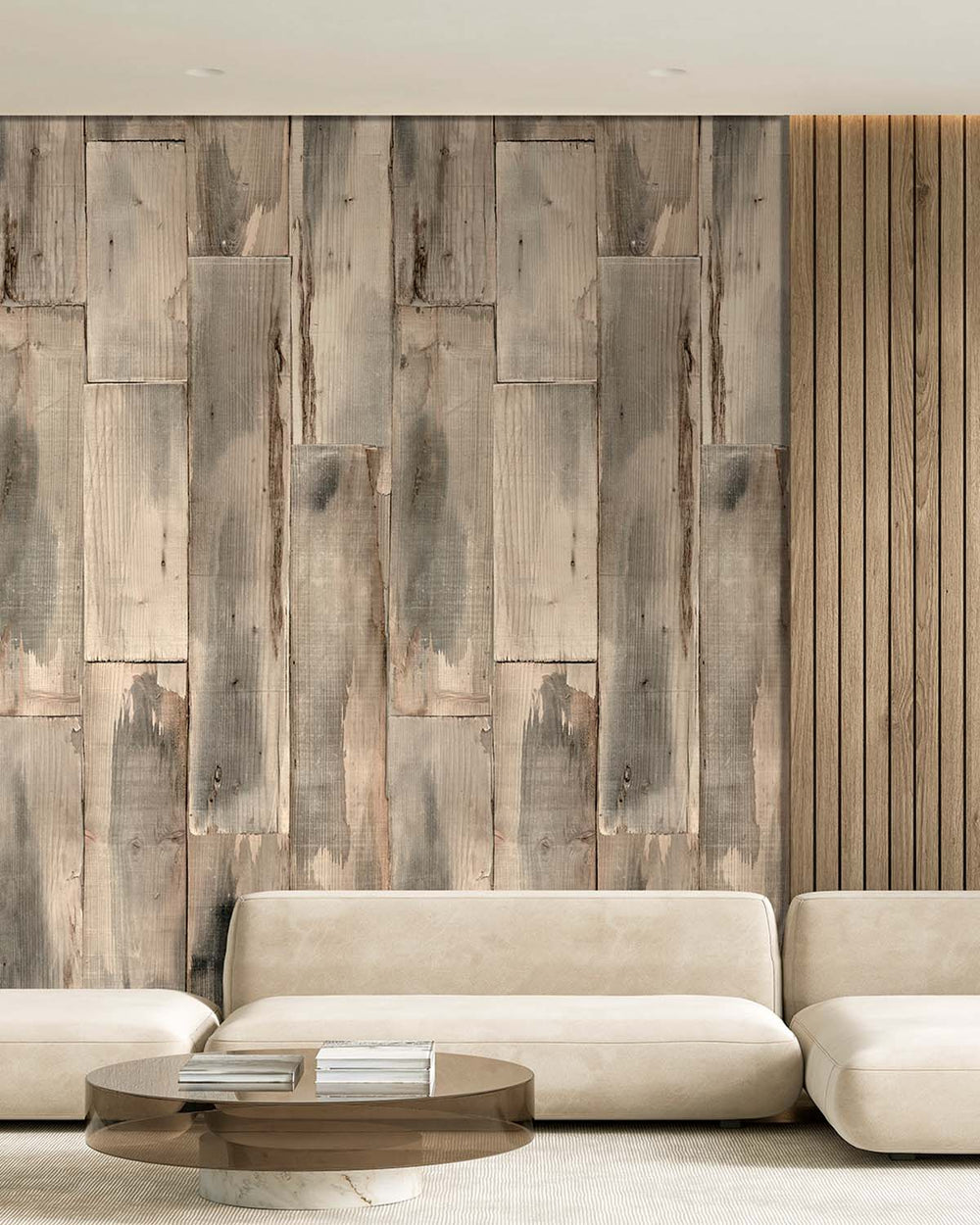 Feather Grey Reclaimed Wood Plank Residential Mural RM9313