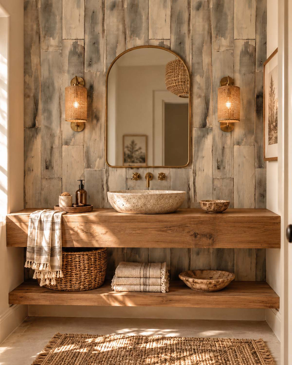 Feather Grey Reclaimed Wood Plank Residential Mural RM9313