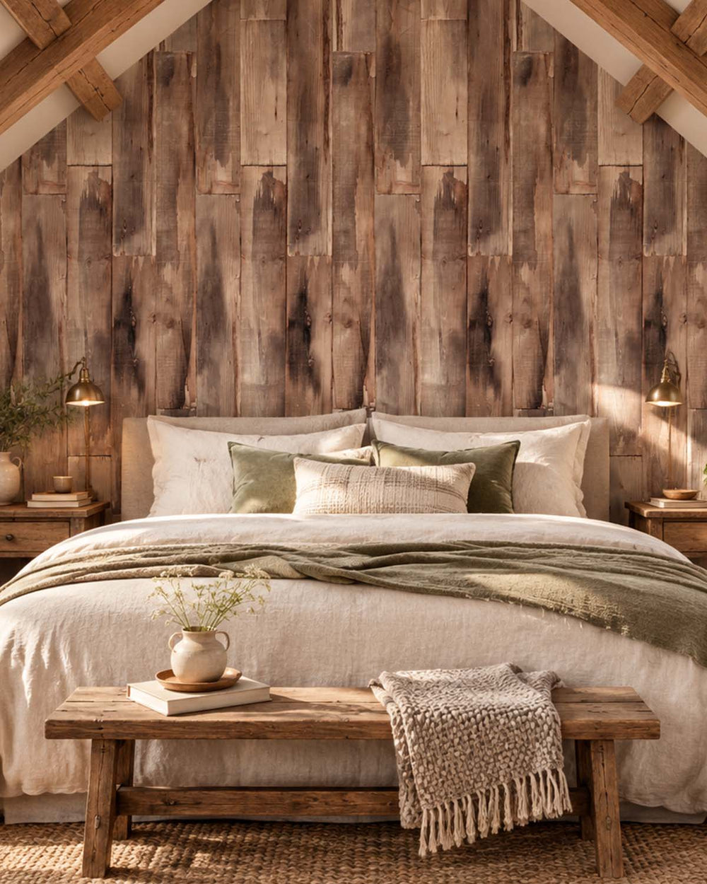 Tawny Brown Reclaimed Wood Plank Residential Mural RM9314