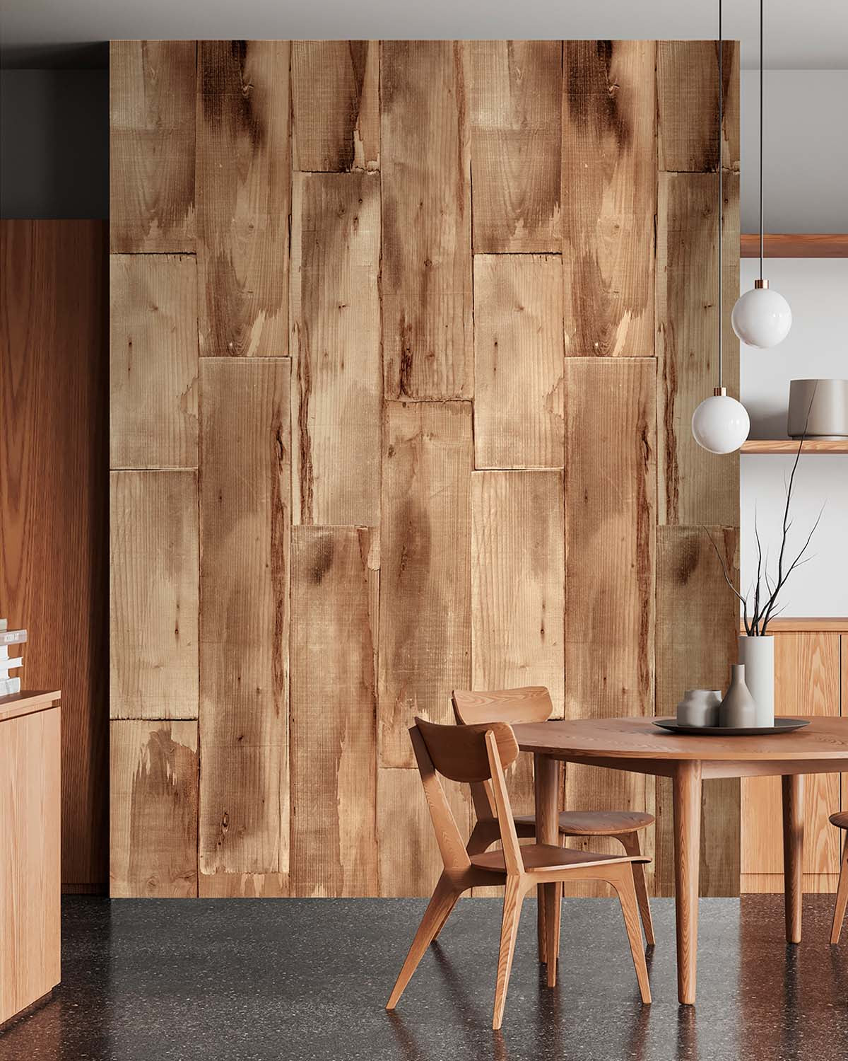 Tan Oak Reclaimed Wood Plank Wallpaper Panels RM9315
