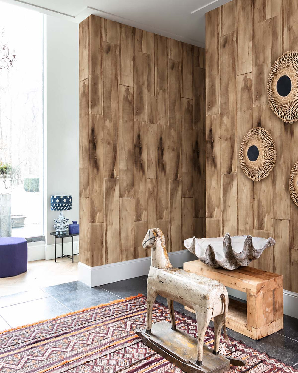 Tan Oak Reclaimed Wood Plank Residential Mural RM9315