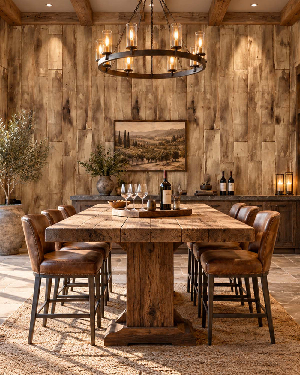 Tan Oak Reclaimed Wood Plank Residential Mural RM9315