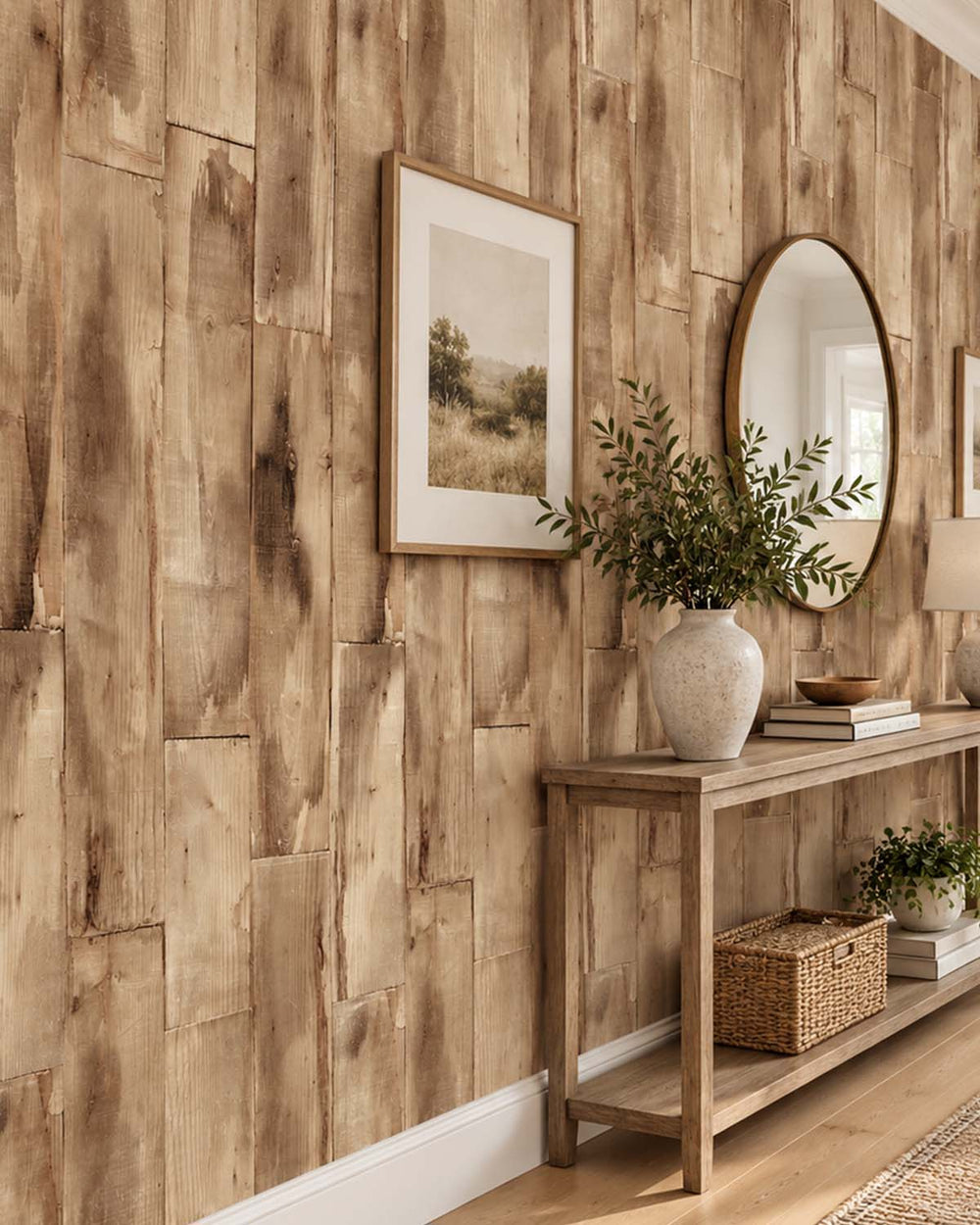 Tan Oak Reclaimed Wood Plank Residential Mural RM9315