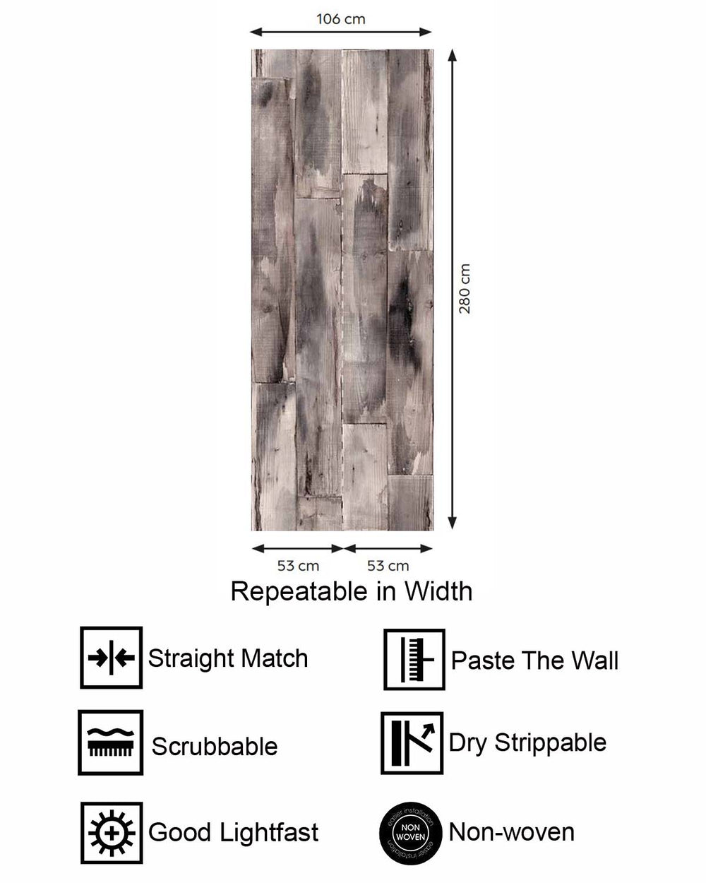 Tassel Taupe Reclaimed Wood Plank Residential Mural RM9316