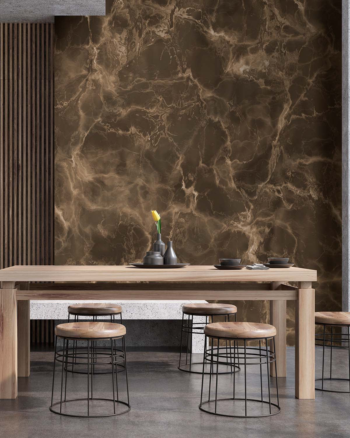 Harpy Brown Seamless Marble Wallpaper Panels RM9317