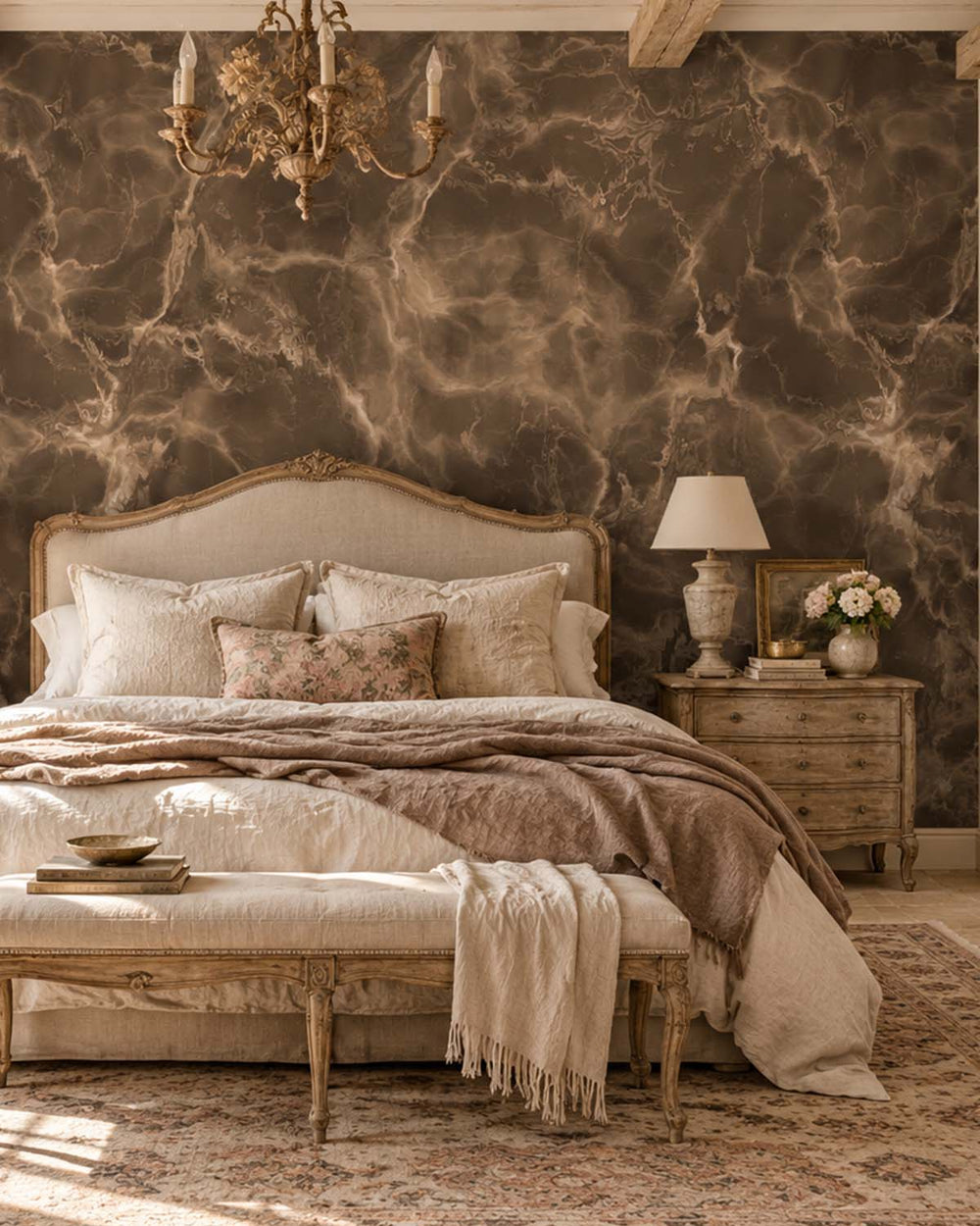 Harpy Brown Seamless Marble Residential Mural RM9317