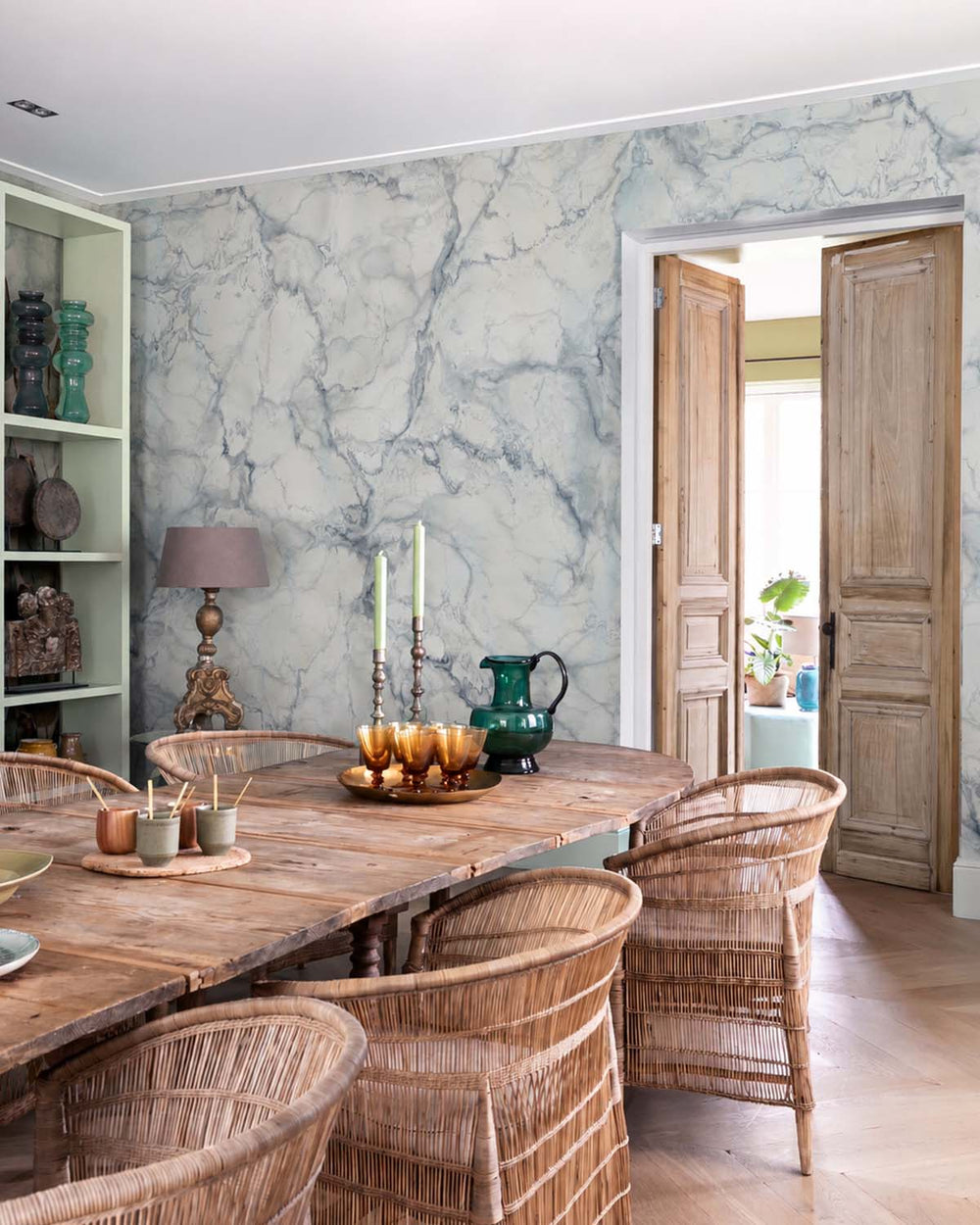 Silky Green Seamless Marble Residential Mural RM9318